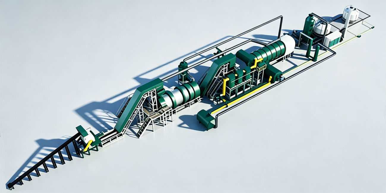 Shredder + Dryer + Pyrolysis Carbonization